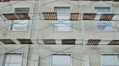 Scaffolding on the Facade of a Building Under Construction