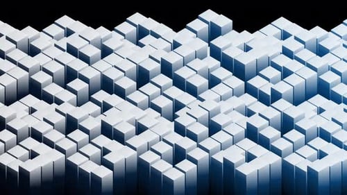 Isometric White and Blue Cube Pattern 4K