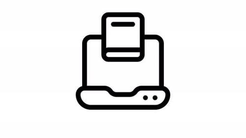 Animated Minimalist Laptop and Document Icon