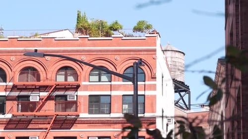 New York City Manhattan Architecture USA Residential House Exterior Red Brick Facade Water Tower