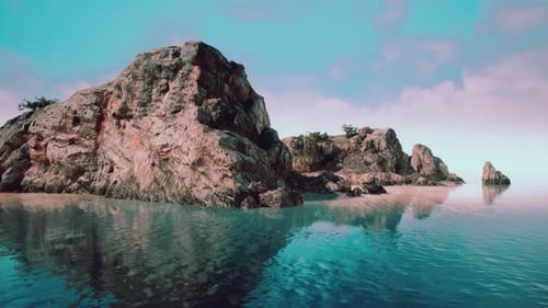 Felsige tropische Insel im Ozean