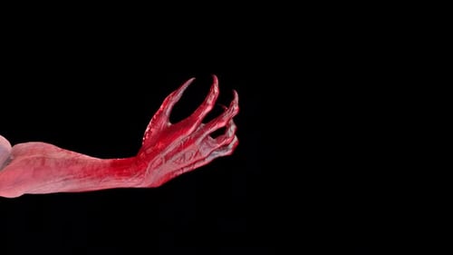 Red Monster Claw Hand 3D Animation