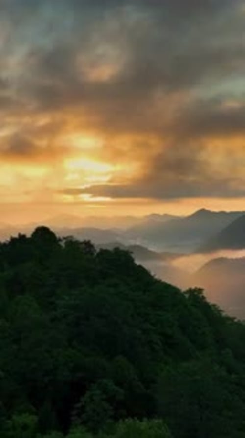 Vertical View Of Mountains Hills Sunrise