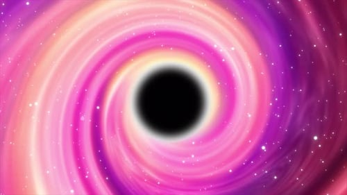 Raios brilhantes de néon abstratos com um buraco negro super grande na galáxia com nebulosa. Buraco negro em movimento