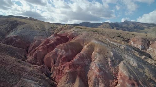 Aerial View of a Beautiful Rainbow Mountains in Altai Region Russia Geological Formation Called Mars