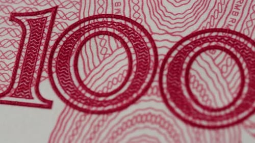 Detailed Close Up of 100 Yuan the Chinese Currency 100 Renminbi the Highest Denomination of China's