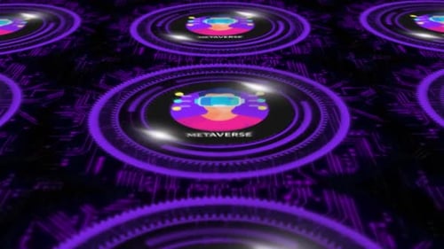 Animated Metaverse VR Icons on a Futuristic Digital Loop Background