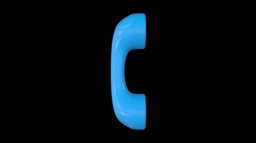 Stylized Blue Telephone Receiver on Black Background
