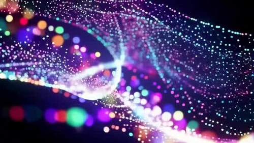Fond d'onde de particules brillant abstrait avec des couleurs vives