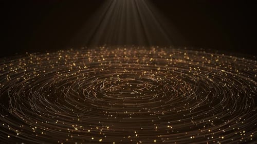 Abstract Golden Particle Lines Swirl Motion Background