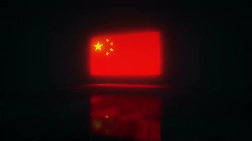 China flag waving glitch noise