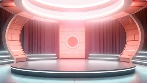podium Futuristic showcase with platform for product displaying. Empty modern stage display