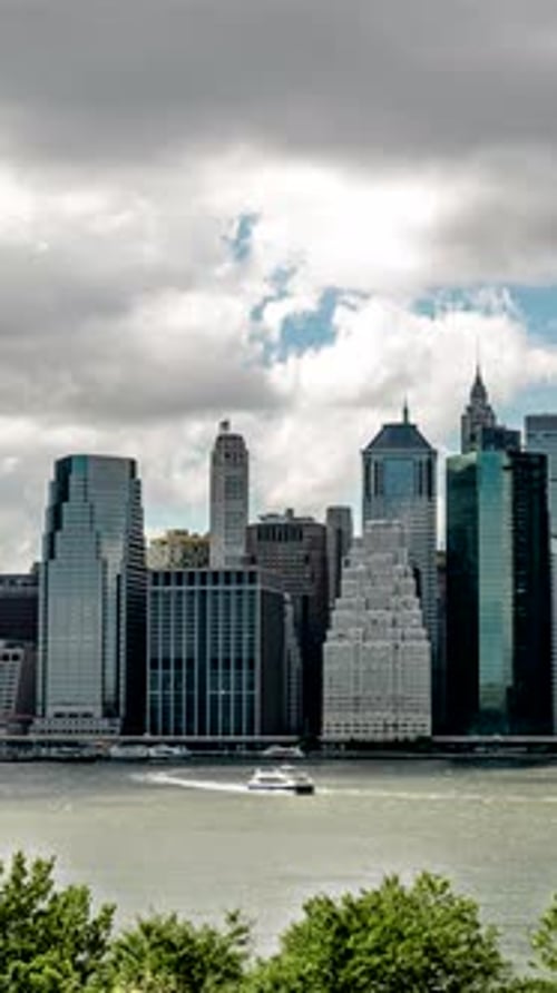 Timelapse of New York Skyline. Manhattan Skyscrapers. Vertical video.