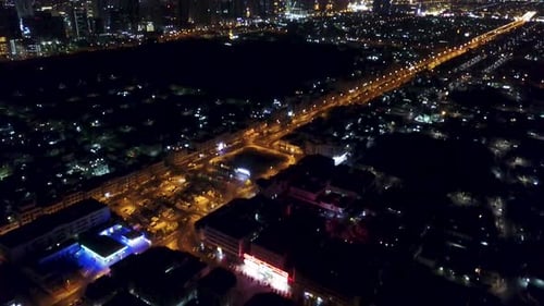 Dubai Drone Flying At Night Reveals Skyline
