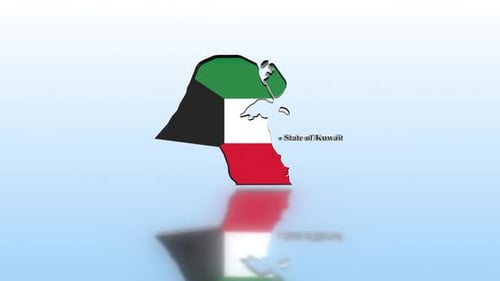 Kuwait Country Map Flag 3D Animation