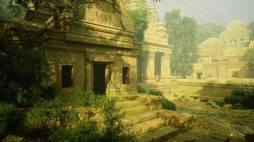Les ruines antiques se détériorent La structure historique succombe à un feuillage dense