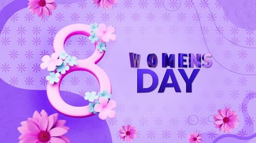 Animated Women's Day Title with Floral Number Eight