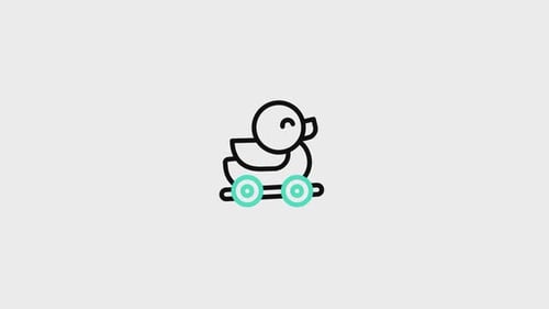 Minimalist Line Art Toy Duck Rolling Animation