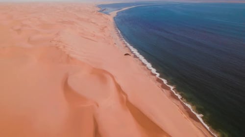 Aerial Drone Where Desert Meets the Ocean Sandwich Harbour Namibia Africa