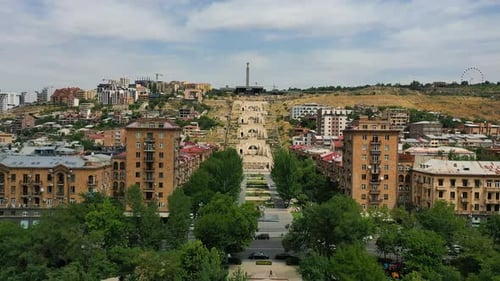 Aerial view Yerevan city in Armenia, Caucasus.