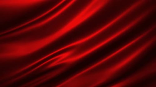 Fluid Red Silk Fabric Waving Motion Background Loop