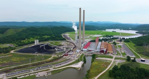 Aerial View of Kingston Power Plant in Roane County Tennessee Major Coalfired Power Plant Producing
