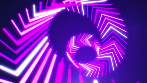 Abstract Neon Geometric Spiral Tunnel Loop