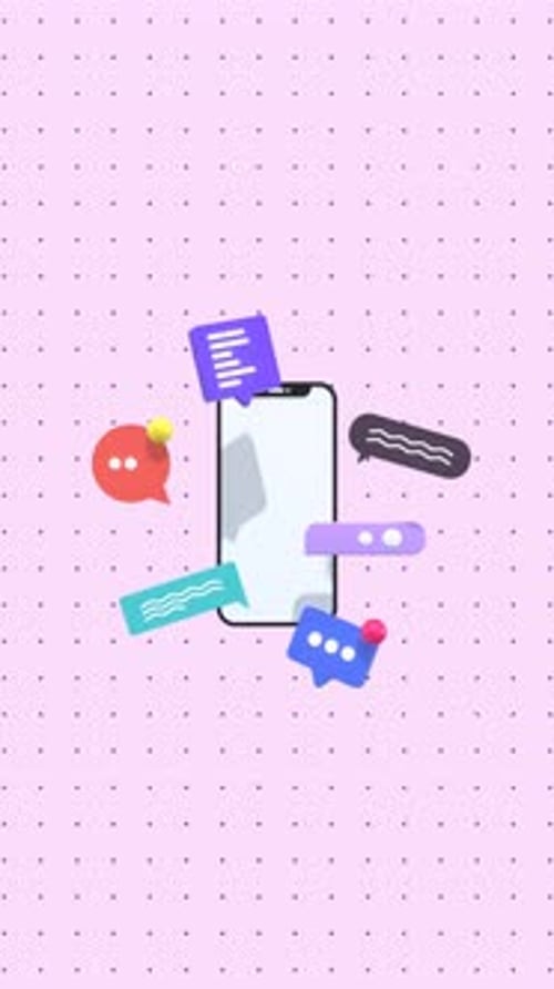 Animated Smartphone with Speech Bubble for Trending Topics And Opinion In Vertical Video Format.