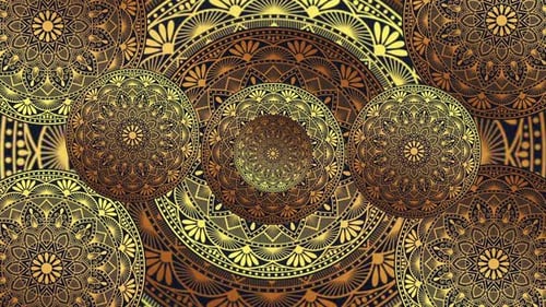 Gold Gradient Mandala Round Rotation Background Loop