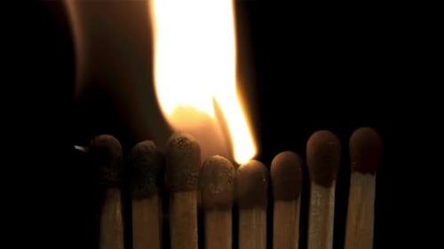 Lighting Matches Filmed is Slow Motion 1000 Fps