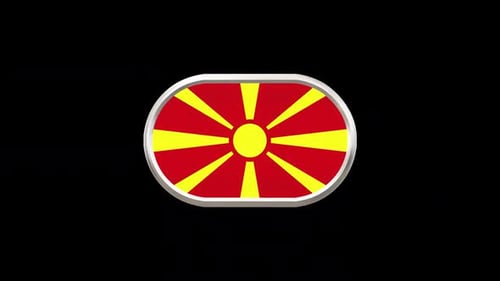 3D Rotating North Macedonia Flag Badge Loop