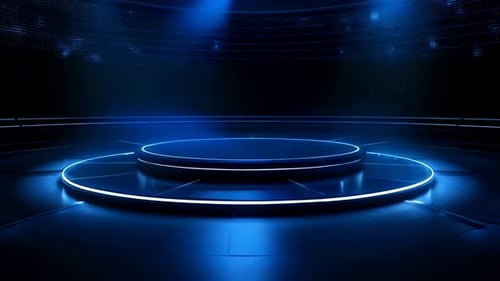 podium Futuristic showcase with platform for product displaying. Empty modern stage display