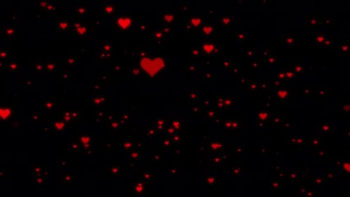 Animated Red Hearts Flying Background
