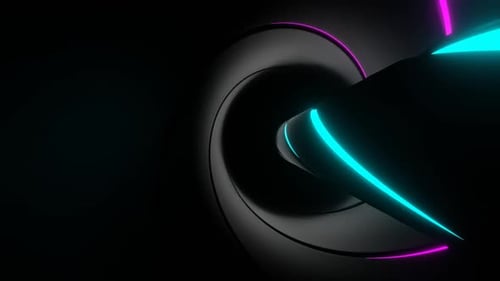 Cyan And Pink On Black Neon Glowing Spiral Descent Background Vj Loop In HD