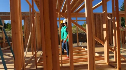 Volunteers Building a Home on a Sunny Day