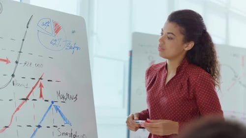 Young Woman Presenting Business Data in Meeting