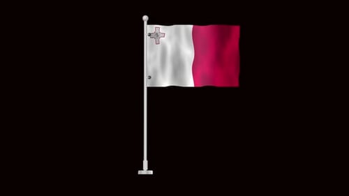 Looping Waving Malta Flag Animation