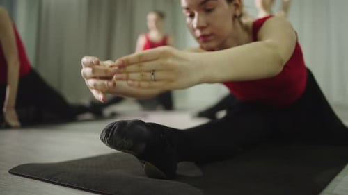 Group Stretching Session Nurturing Feminine Essence Body Conditioning
