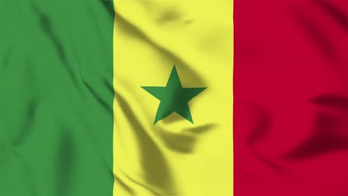 Waving Senegal National Flag Realistic Animation