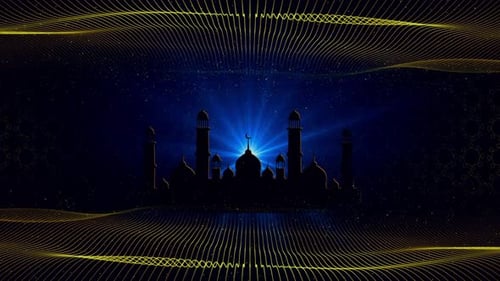 Arabic for Ramadan Kareem Islamic Arabian Traditional Lanterns Crescent and Stars Background