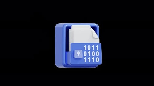 Animated Secure Digital Files Box with Binary Code