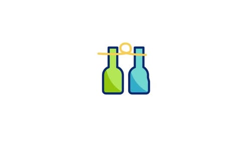 Flat Design Abstract Bottles Pouring Animation