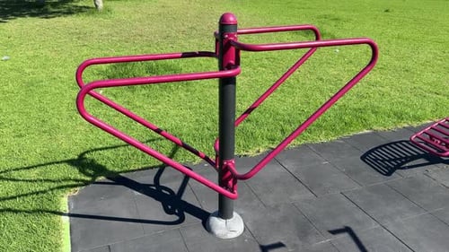 An arms equipment gym in an outdoor gym in a park in Cape Town, South Africa