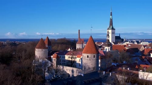 Aerial View of Tallinn Medieval Old Town Estonia