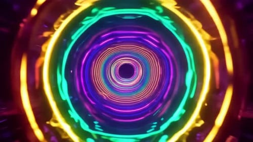 Colorful Neon Oval Tunnel Abstract Motion Loop