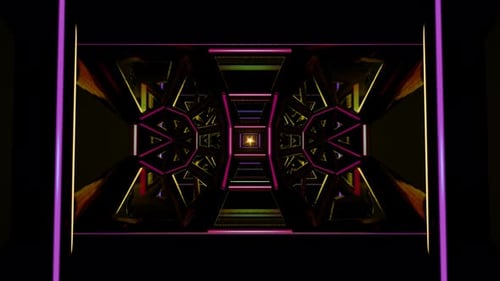 A Vibrant Neon Psychedelic Swirl Pulses in a Seamless Hypnotic VJ Loop