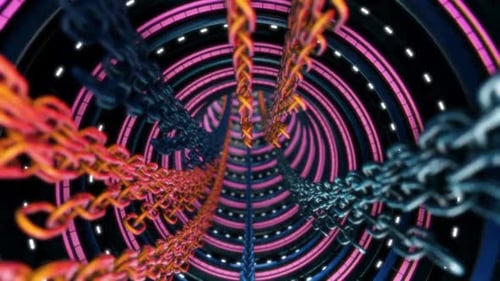 3d Futuristic chain tunnel