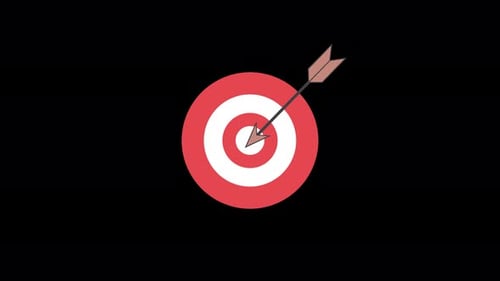 Animated Target And Arrow Hitting Bullseye Flat Design