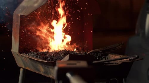 Close Up of Flames in Blacksmith's Forge