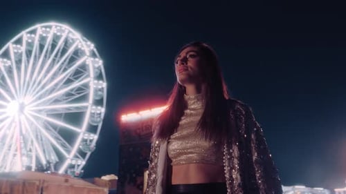 Beautiful Model in a Amusement Park